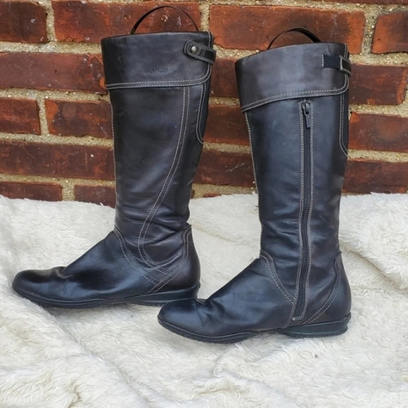 Geox soft leather Knee High zip boots 38/8 - Picture 2 of 8